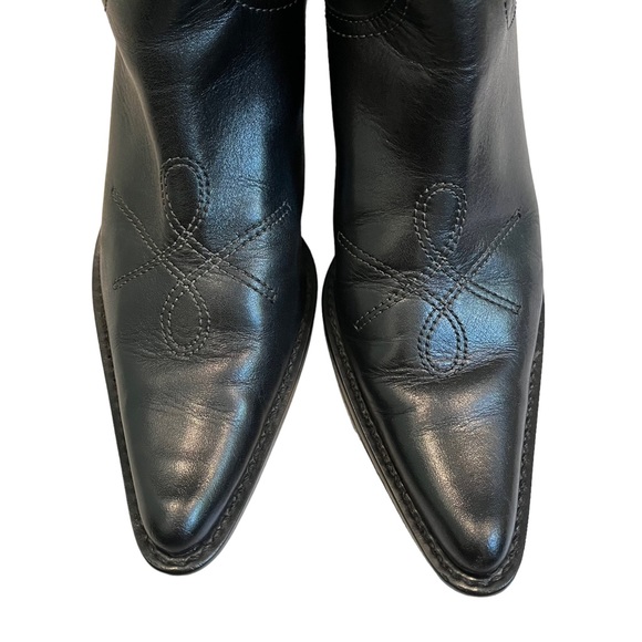 Franco Sarto Leather “Witchy Pointy” Toe Mid Calf Pull On Western Boots - Picture 6 of 16